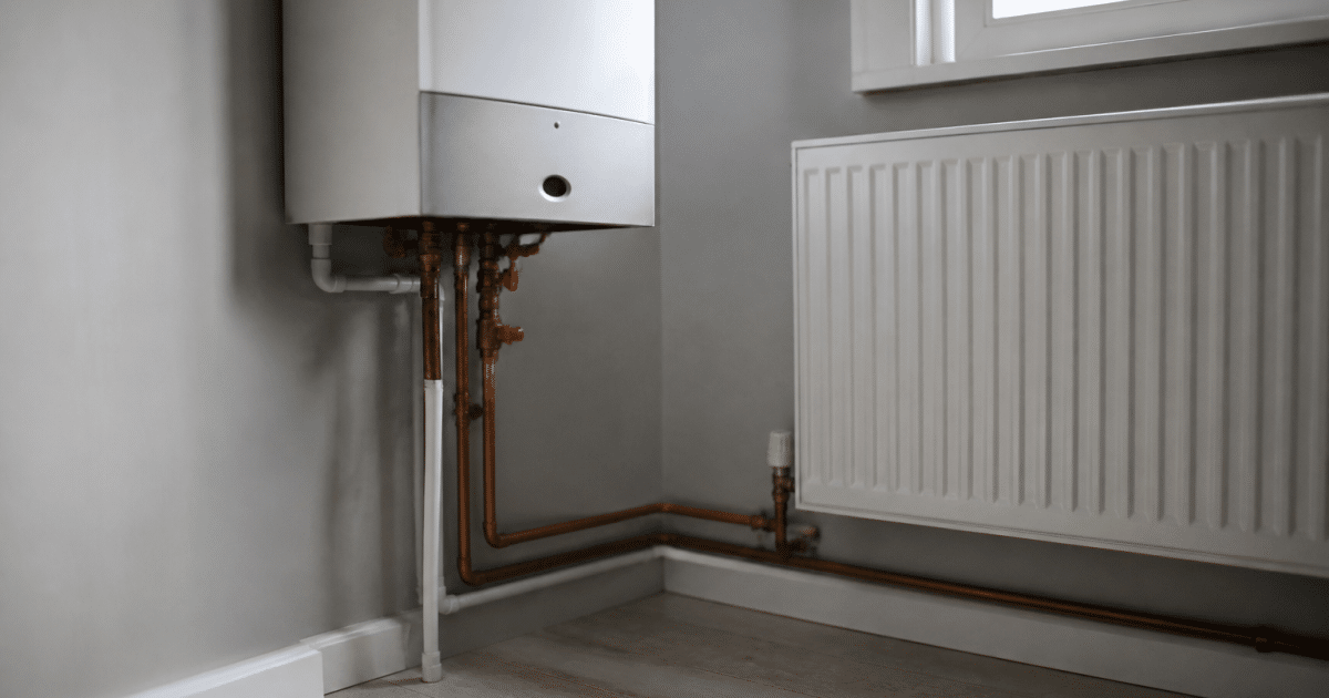 Chaudiere avec tuyaux connectes radiateur inactif froid