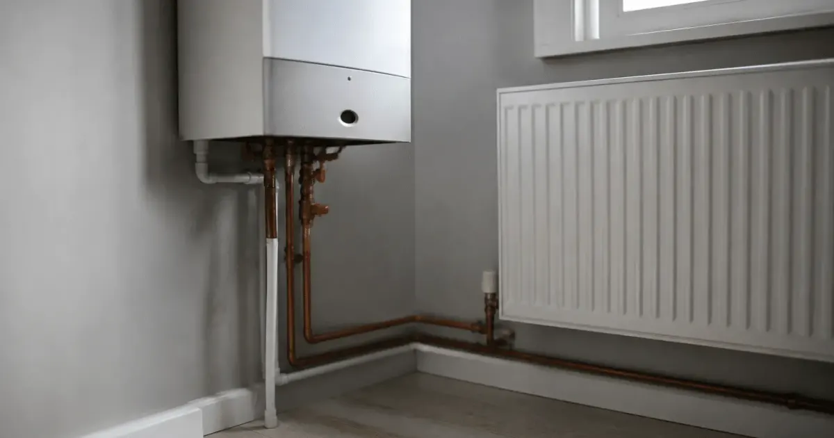 Chaudiere avec tuyaux connectes radiateur inactif froid