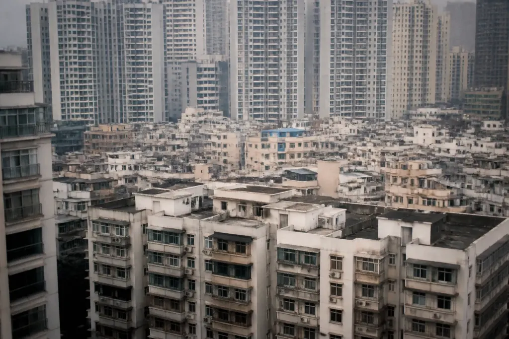 Immeubles densément construits et tours résidentielles urbaines