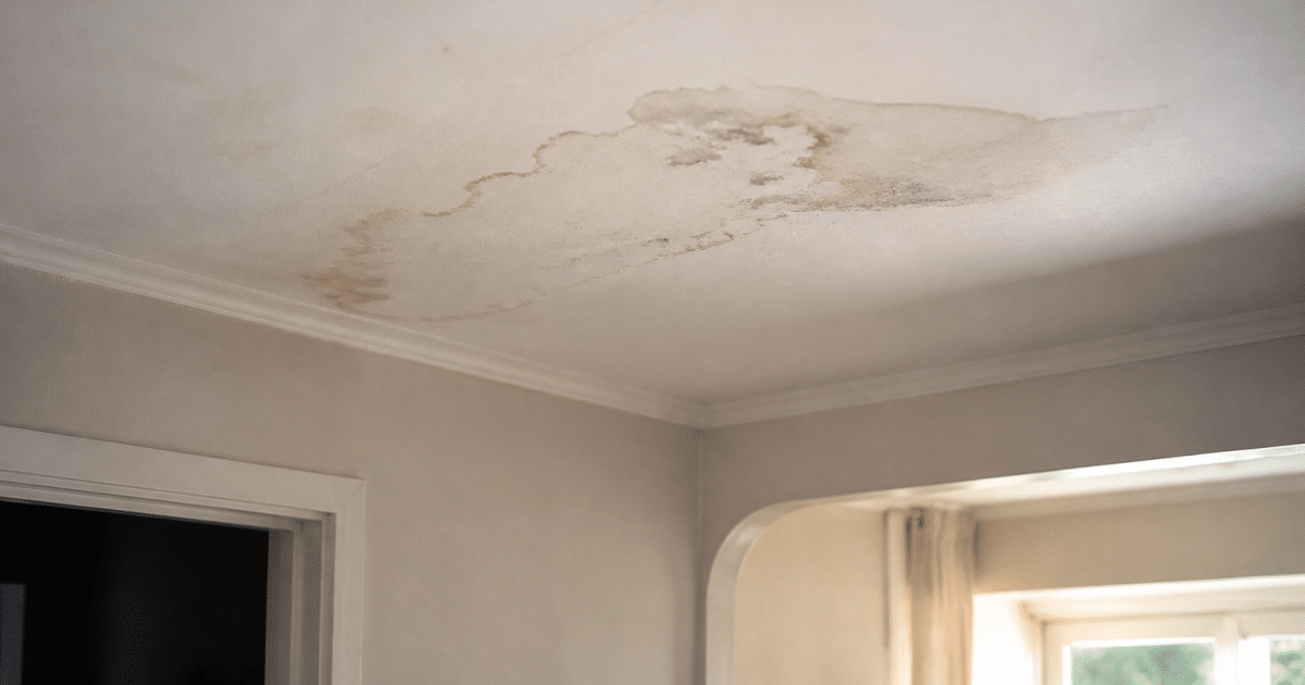 Tache humidite plafond interieur maison eau infiltree