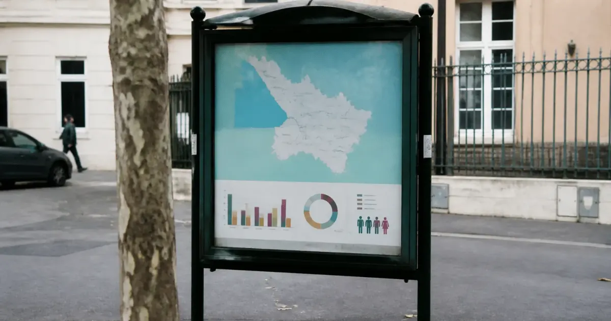 Panneau informatif affichant chiffres population ville française