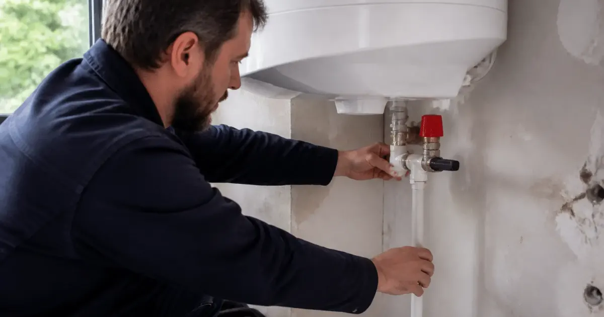 Technicien remplacant groupe securite chauffe eau mural