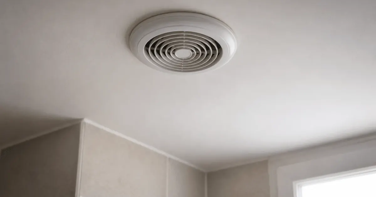 Ventilateur extracteur blanc fixe au plafond salle bain