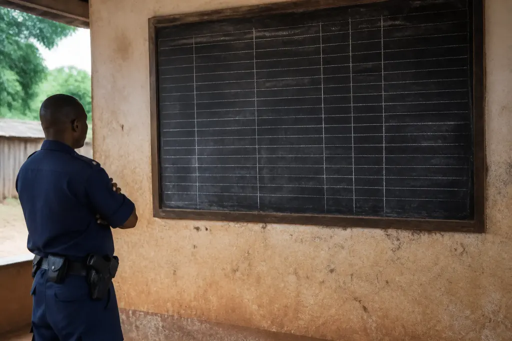Statistiques criminelles affichées sur tableau noir avec chiffres